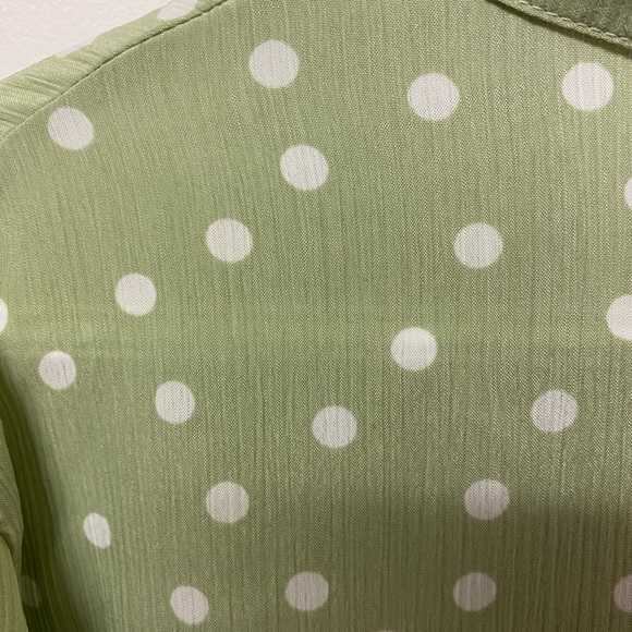Sheer green & white polka dot blouse - Picture 5 of 5